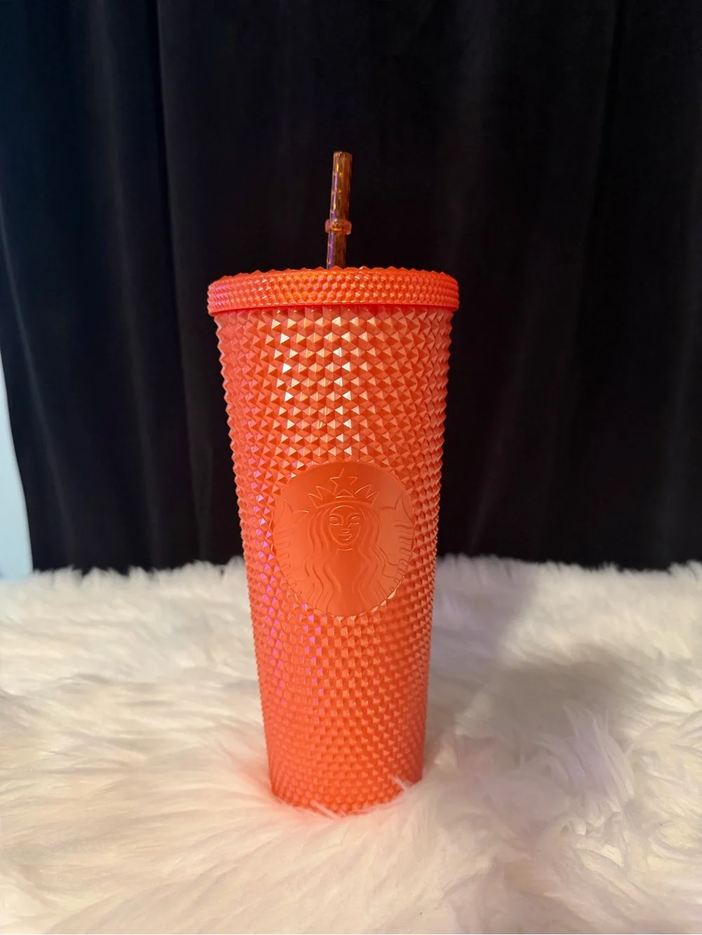 Starbucks 2022 Halloween Orange Studded Cold Cup Tumbler with Straw